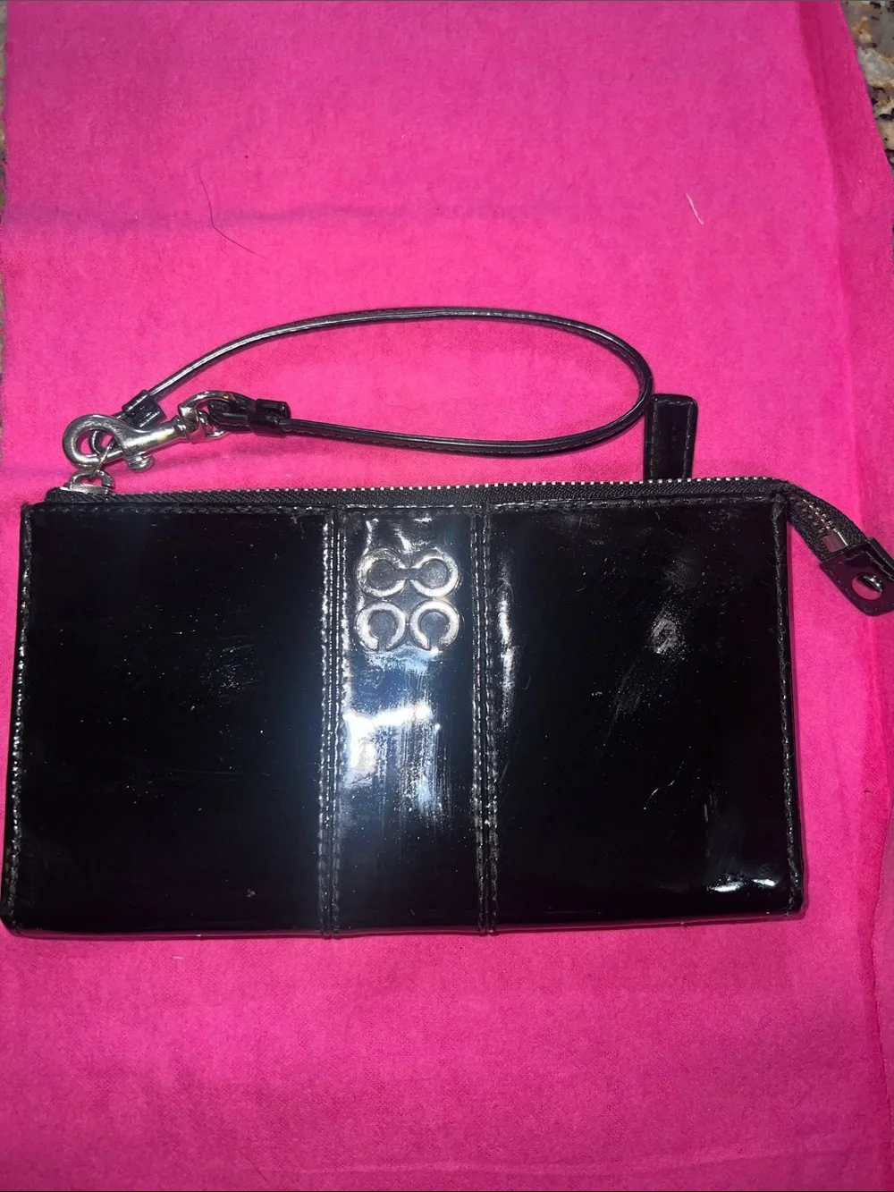 Coach Black Patent Leather Wristlet Clutch
